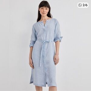 Haven Well Within Women's 100% Linen Shirt Dress Size XXL in Cornflower Blue